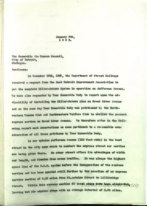 Report - Report of the Street Railway Commission to the 
Honorable Common Council on the Miller-Schorn System