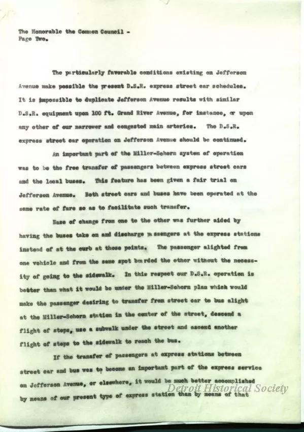 Report - Report of the Street Railway Commission to the 
Honorable Common Council on the Miller-Schorn System