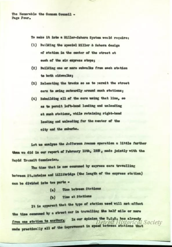 Report - Report of the Street Railway Commission to the 
Honorable Common Council on the Miller-Schorn System