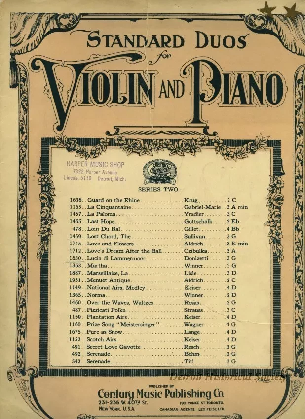 Music, Sheet - Standard Duos for Violin and Piano