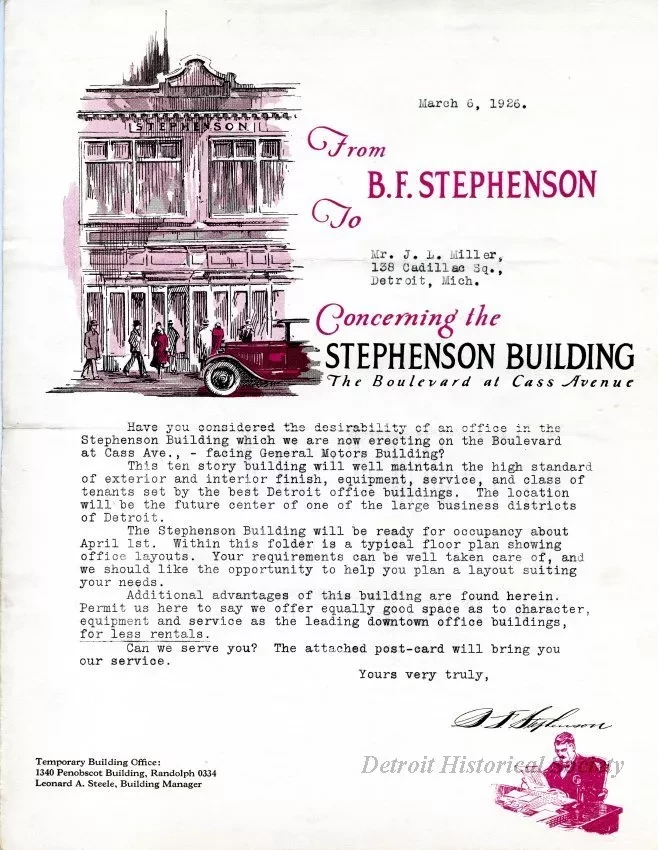 Letter - Stephenson Building