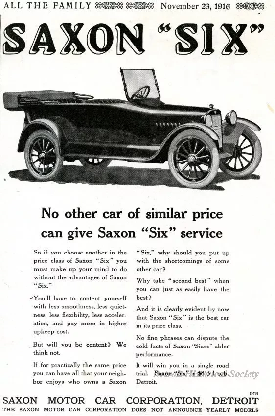 Ad, Magazine - Saxon "Six"