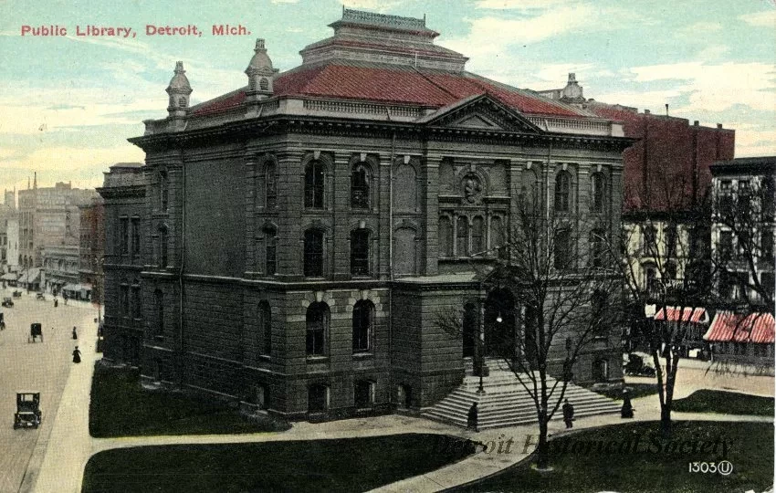 Postcard - Public Library, Detroit, Mich.