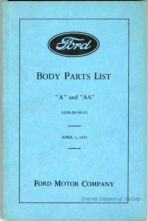 Booklet - Ford Motor Company Body Parts List "A" and "AA" 1928-1931