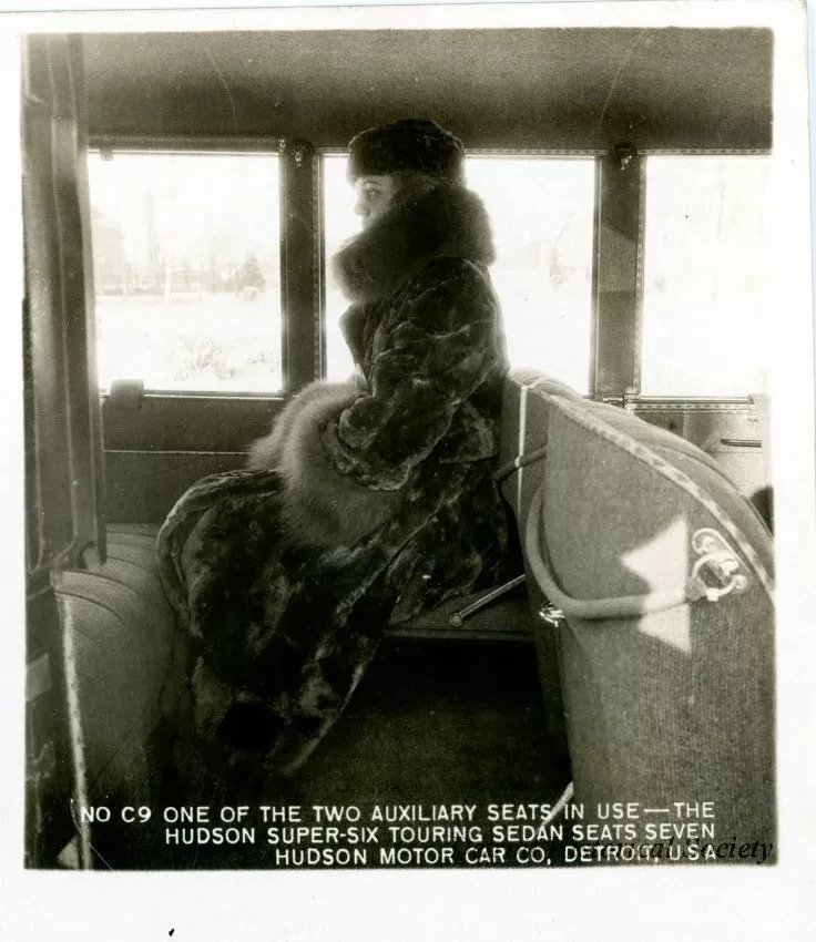 Stereograph - One Of The Two Auxiliary Seats In Use - The Hudson Super-Six Touring Sedan Seats Seven, Hudson Motor Car Co, Detroit, USA