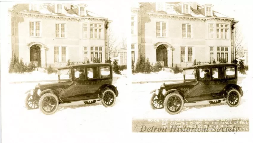 Stereograph - The Hudson Super-Six Touring Sedan - A 365-Day Car - The Choice Of Thousands Of Fine Car Buyers; Price $2175 FOB Detroit, Hudson Motor Car Co, Detroit, USA