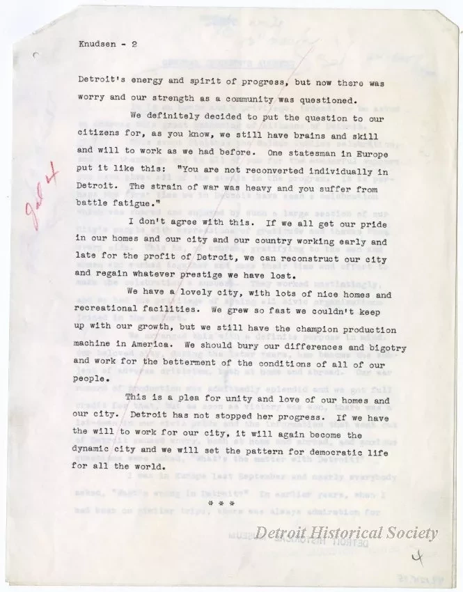 Speech - General Knudsen's Address