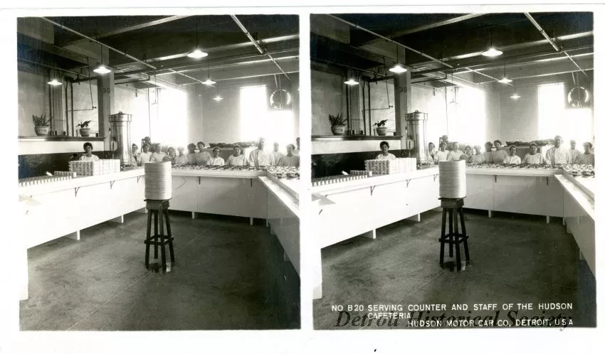 Stereograph - Serving Counter And Staff Of The Hudson Cafeteria, Hudson Motor Car Co, Detroit, USA
