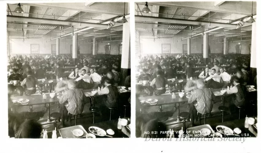 Stereograph - Partial View Of Employees' Dining, Hudson Motor Car Co, Detroit, USA