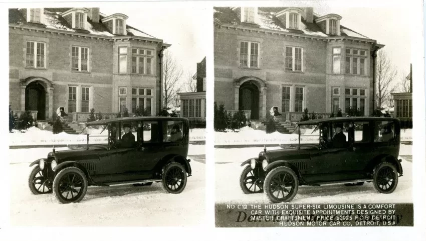 Stereograph - The Hudson Super-Six Limousine Is A Comfort Car With Exquisite Appointments Designed By Master Craftsmen; Price $2925 FOB Detroit, Hudson Motor Car Co, Detroit, USA