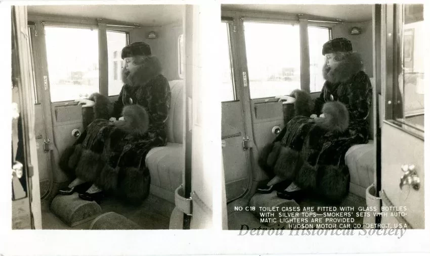 Stereograph - Toilet Cases Are Fitted With Glass Bottles With Silver Tops - Smokers' Sets With Automatic Lighters Are Provided, Hudson Motor Car Co, Detroit, USA