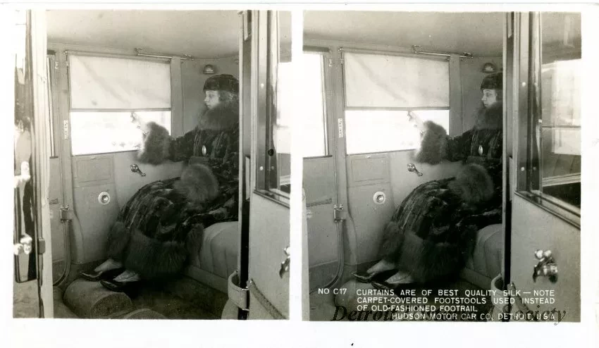 Stereograph - Curtains Are Of Best Quality Silk - Note Carpet-Covered Footstools Used Instead Of Old-Fashioned Footrail, Hudson Motor Car Co, Detroit, USA