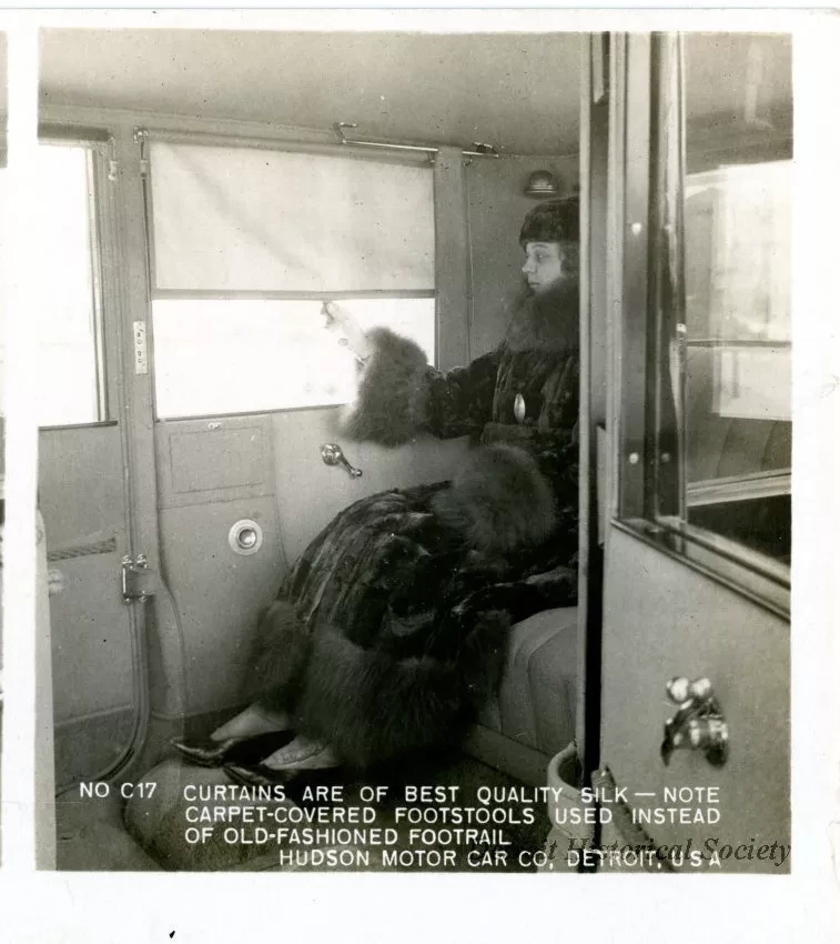 Stereograph - Curtains Are Of Best Quality Silk - Note Carpet-Covered Footstools Used Instead Of Old-Fashioned Footrail, Hudson Motor Car Co, Detroit, USA