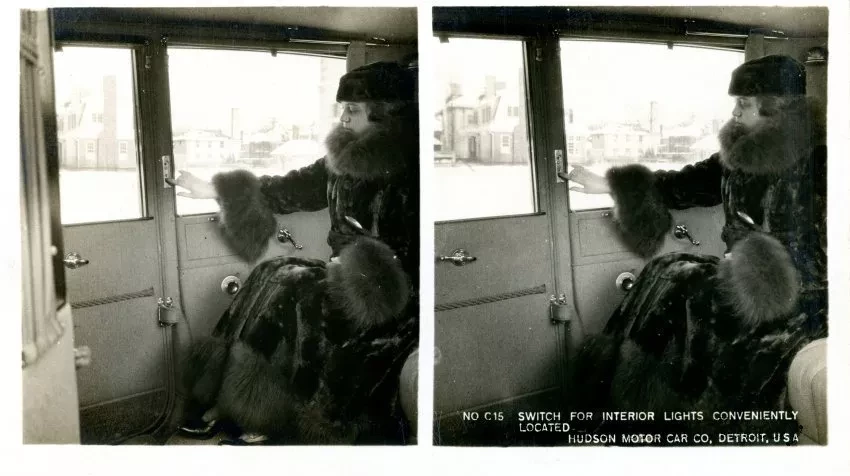 Stereograph - Switch For Interior Lights Conveniently Located, Hudson Motor Car Co, Detroit, USA