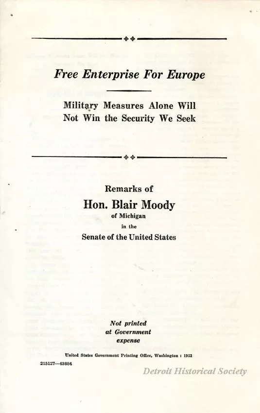 Booklet - Free Enterprise for Europe
Military Measures Alone Will
Not Win the Security We Seek