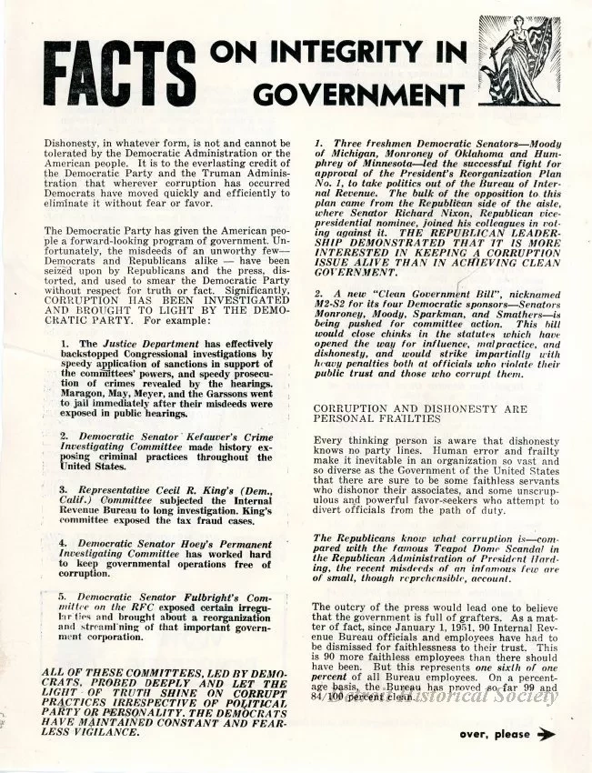 Flier, Political - FACTS On Integrity In Government