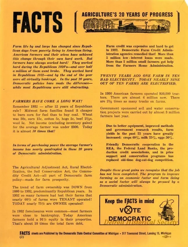 Flier, Political - FACTS: Agriculture's 20 Years of Progress
