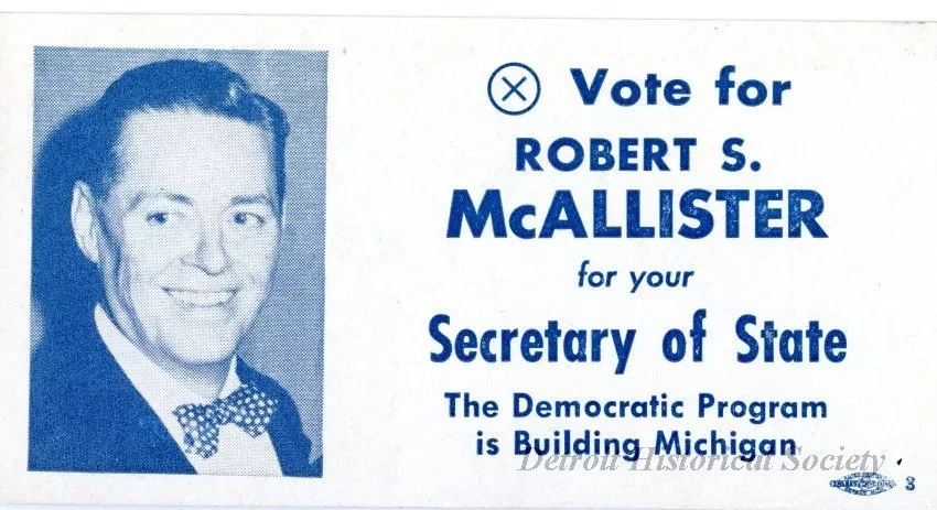 Card, Political - (X) Vote for Robert S. McAllister