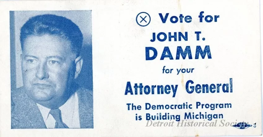 Card, Political - (X) Vote for John T. Damm