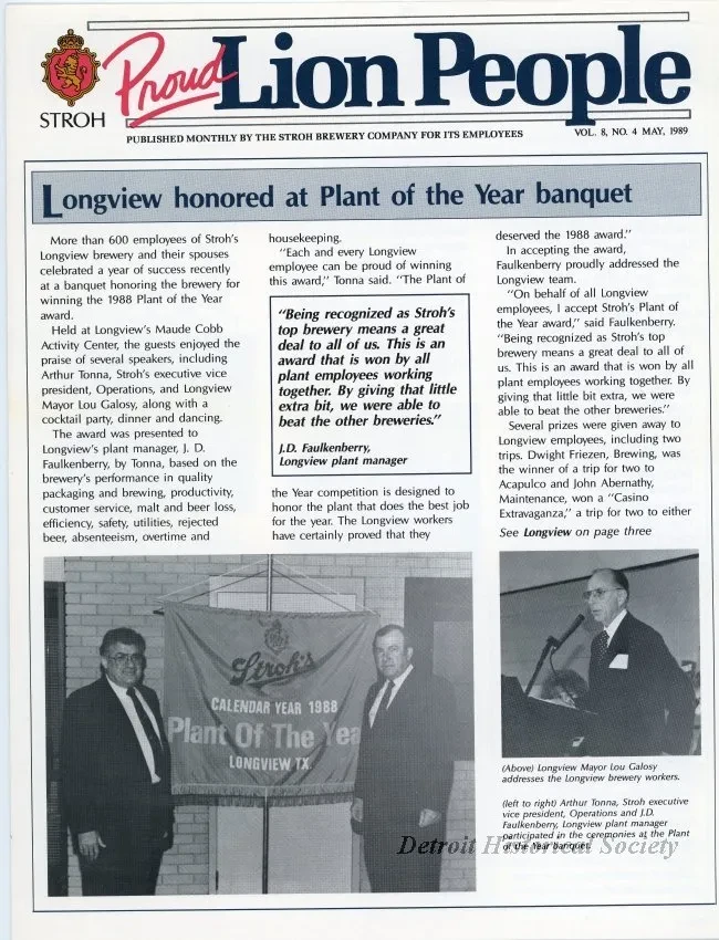 Newsletter - Proud Lion People, Vol. 8, No. 4
May, 1989