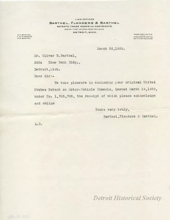 Patent - Motor Vehicle Chassis