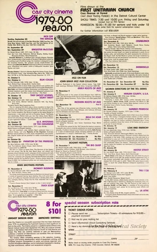 Ad, Print - Cass City Cinema, 1979-80 Season
