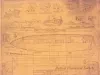 Blueprint - Three Masted Schooner, J. T. Wing,
Hull Lines & Details.