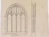 Drawing, Architectural - Cross Section Through Nave and Aisles Showing Truss and Roofs,
Transept Window