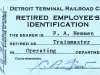Card, Identification - Detroit Terminal Railroad Co.
Retired Employee's Identification