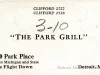 Card, Trade - The Park Grill