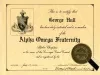 Certificate, Membership - Alpha Omega Fraternity -
George Hull