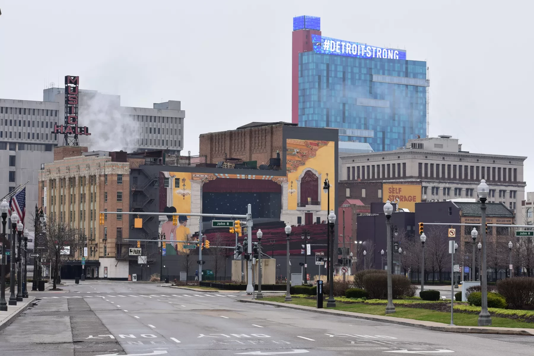 Detroit skyline March 2020