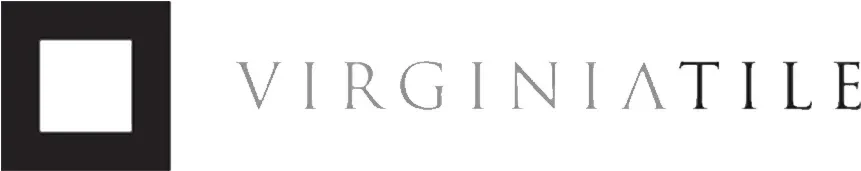 Virginia Tile in black and grey text with a black outlined square to the left of the text on a white background