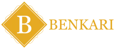 Gold "BENKARI" logo with a stylized "B" in a diamond shape.